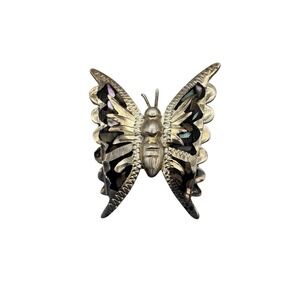 Sterling Silver Butterfly Brooch Vintage Abalone‎ Shell Inlay Mexico 925
